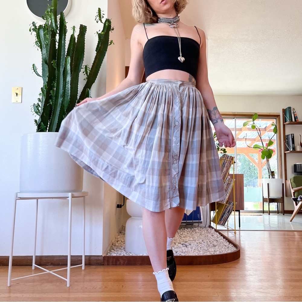 Vintage Plaid Midi Skirt